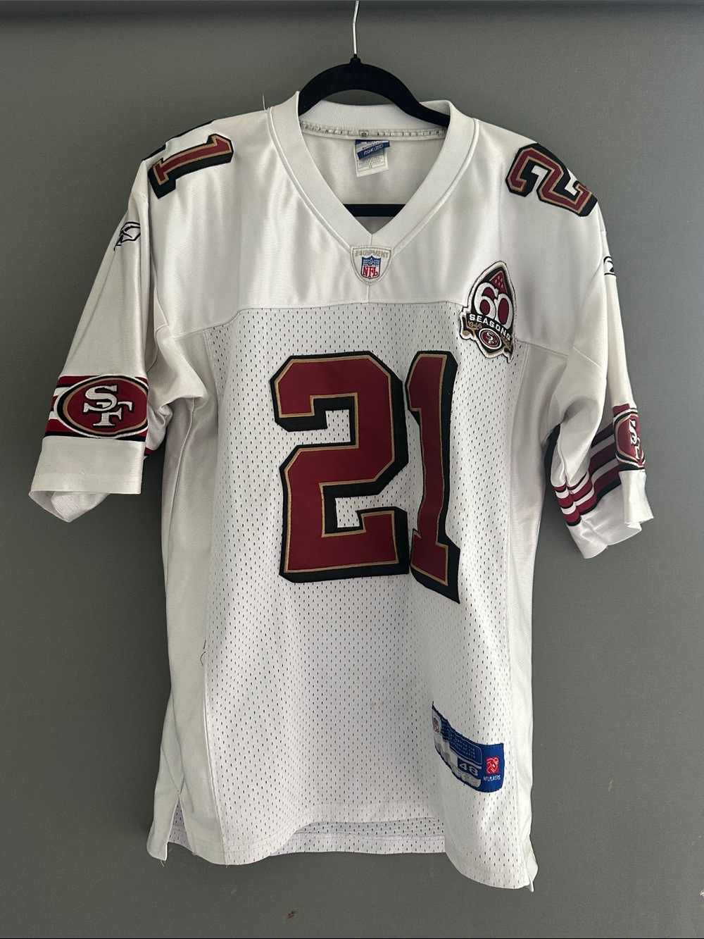 FRANK GORE Reebok San Francisco 49ers #21 White and Red Football Jersey